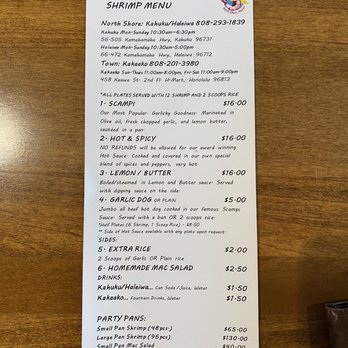Giovanni’s Shrimp - Menu (07/2022) - Seafood Near Me - Honolulu, Hawaii