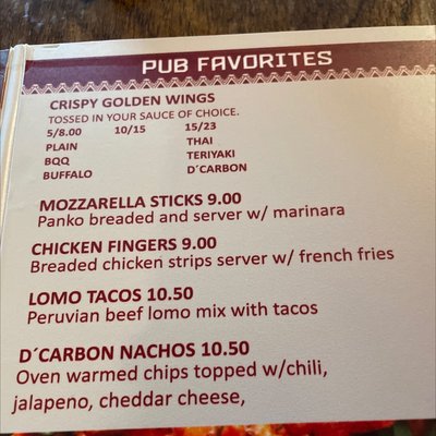 Menu photo 5 D'carbon Haledon Haledon, NJ