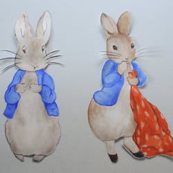 Murals For Children & Wall Decoration - Hand painted Peter Rabbit in stick and peel fabric! Self adhesive sticker.