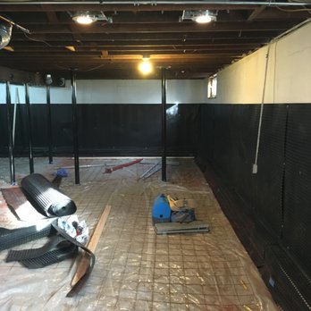 Basement Seepage Solution - Drainboard installed in new lowered and waterproofed basement - Waterproofing Near Me - Yorkville, Illinois