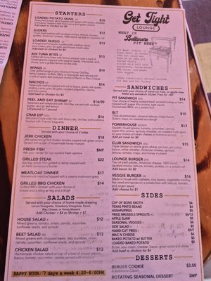 Menu photo 1 Get Tight Lounge Richmond, VA