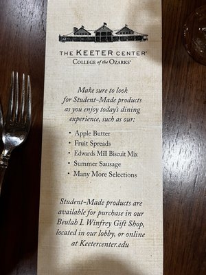 Menu photo 3 The Keeter Center Point Lookout, MO