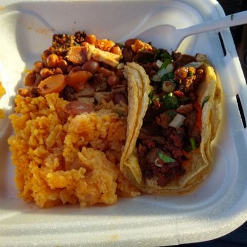 Pete’s Down-N-Out Tacos - Moist flavorful Rice n Beans with Tacos a must try - Food Trucks Near Me - Detroit, Michigan