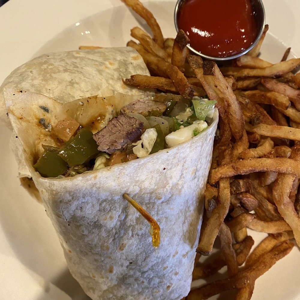 Fresh Chef Kitchen - Black & Blue Filet Wrap with fries - New American Near Me - Cornelius, North Carolina Fresh Chef Kitchen - Black & Blue Filet Wrap with fries - New American Near Me - Cornelius, North Carolina