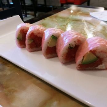 Rotary Sushi - The pink lady. Spicy Tuna, avacado and cream cheese wrapped in soy paper. Soo good. - Sushi Bars Near Me - Boise, Idaho Rotary Sushi - The pink lady. Spicy Tuna, avacado and cream cheese wrapped in soy paper. Soo good. - Sushi Bars Near Me - Boise, Idaho
