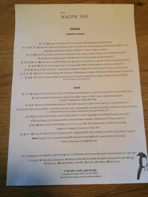 Menu photo 4 The Magpie Inn Dalkey, D
