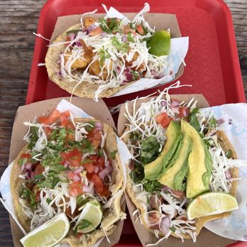 Oscars Mexican Seafood - Battered Fish Taco, Battered Shrimp Taco, Grilled Octopus Taco - Mexican Near Me - San Diego, California