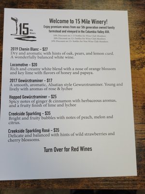 Menu photo 4 15 Mile Winery The Dalles, OR Menu photo 4 15 Mile Winery The Dalles, OR