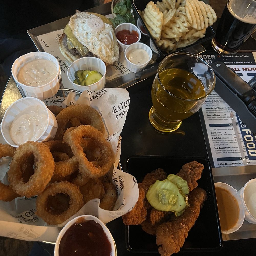Mammoth Brewing - Damn good burger with added egg and side of waffle fries. Nashville hot tenders and onion rings. - Breweries Near Me - Mammoth Lakes, California Mammoth Brewing - Damn good burger with added egg and side of waffle fries. Nashville hot tenders and onion rings. - Breweries Near Me - Mammoth Lakes, California