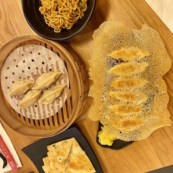 Dough Zone Dumpling House - Midtown - Scallion pancakes, Dan Dan noodles, pan fried pork dumplings, steamed vegetable dumplings - Noodles Near Me - Houston, Texas