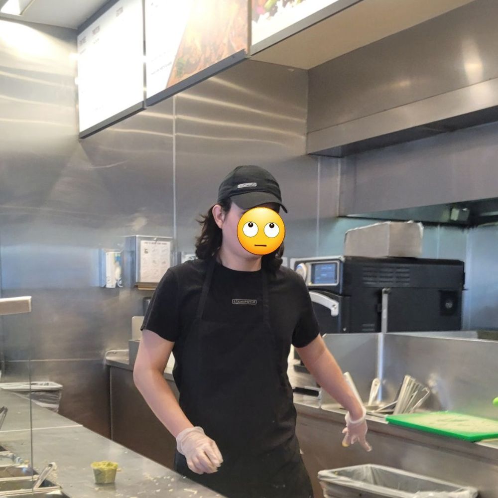 Chipotle Mexican Grill - The employee who refused to provide name and was rude and abusive. Hope owner goes back to cameras to see his behavior - Mexican Near Me - Downey, California Chipotle Mexican Grill - The employee who refused to provide name and was rude and abusive. Hope owner goes back to cameras to see his behavior - Mexican Near Me - Downey, California