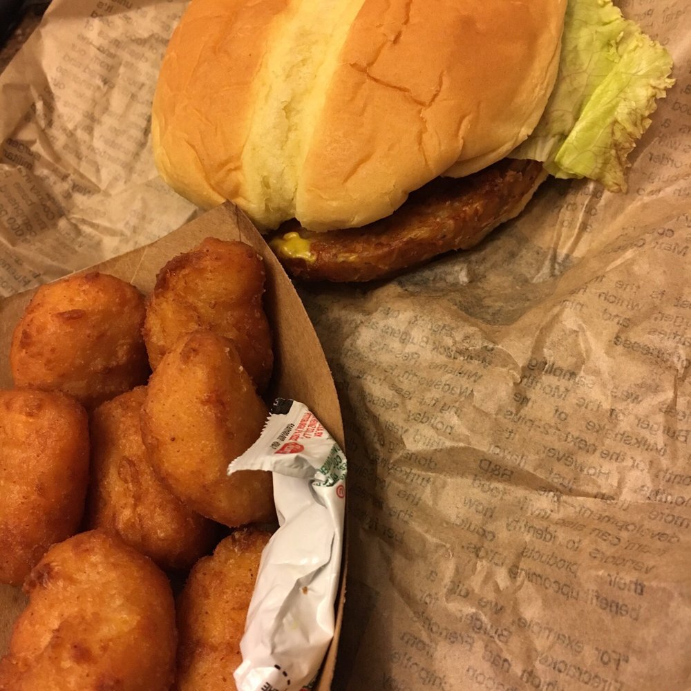 Wayback Burgers - The veggie burger and Mac and cheese bites. Not thrilled with how that lettuce looks for how much I paid for it. - Burgers Near Me - Rocky Hill, Connecticut Wayback Burgers - The veggie burger and Mac and cheese bites. Not thrilled with how that lettuce looks for how much I paid for it. - Burgers Near Me - Rocky Hill, Connecticut