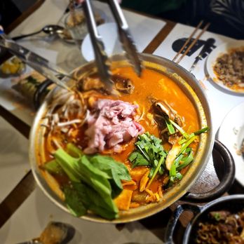 Take31 - Spicy Soft Tofu Soup. Nice large pot of sundubu jjigae with some good beef - Korean Near Me - New York, New York