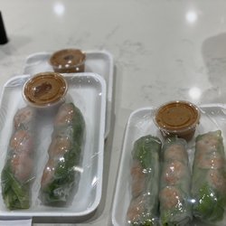 Boba Whaaat - Shrimp spring rolls being displayed in the counter - not temp controlled.