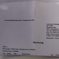 e-products - Unsere Rechnung. Our invoice.