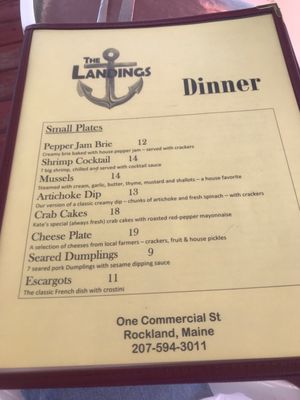 Menu photo 1 The Landings Restaurant Rockland, ME Menu photo 1 The Landings Restaurant Rockland, ME