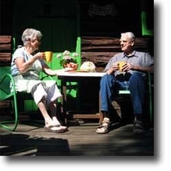 Mook and Pop's Culinary Delights - Mook and Pop enjoying an oatmeal raisin cookie on their porch