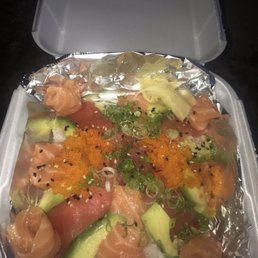 Power sushi of tuna and salmon sashimi.  To-go order.  Absolutely yum.