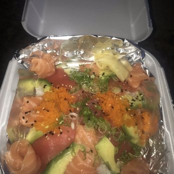 Sumin's Restaurant - Power sushi of tuna and salmon sashimi.  To-go order.  Absolutely yum. - Japanese Near Me - Coos Bay, Oregon