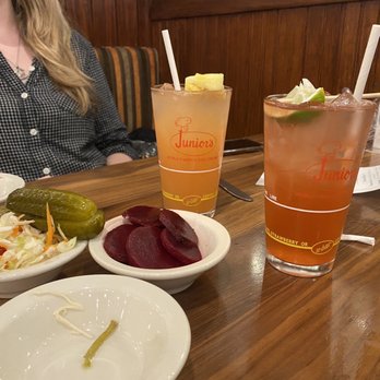 Junior's Restaurant - The was the free appetizers that included pickles, pickled beets and slaw. - Bakeries Near Me - Brooklyn, New York Junior's Restaurant - The was the free appetizers that included pickles, pickled beets and slaw. - Bakeries Near Me - Brooklyn, New York