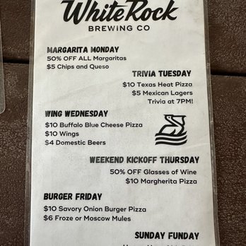 White Rock Brewing - Menu - Brewpubs Near Me - Dallas, Texas White Rock Brewing - Menu - Brewpubs Near Me - Dallas, Texas