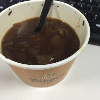 Panera Bread - Greasy French onion soup, and they forgot to put in cheese and croutons :( - Sandwiches Near Me - Lake Forest, California