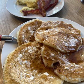 Corner Bakery Cafe - Buttermilk Pancakes with Eggs and Bacon - Breakfast & Brunch Near Me - Orem, Utah Corner Bakery Cafe - Buttermilk Pancakes with Eggs and Bacon - Breakfast & Brunch Near Me - Orem, Utah