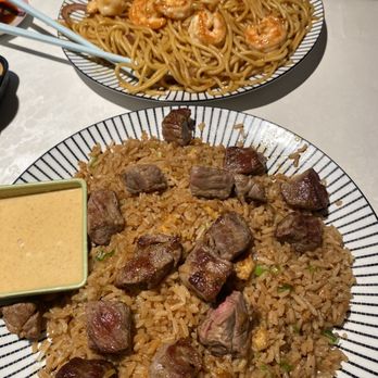 Miso Happy - Steak friend rice and shrimp fried noodles - Japanese Near Me - Madison, Alabama Miso Happy - Steak friend rice and shrimp fried noodles - Japanese Near Me - Madison, Alabama
