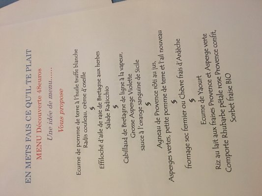 Menu photo 1 En Mets Fais ce qu'il te Plaît Lyon, 69 Menu photo 1 En Mets Fais ce qu'il te Plaît Lyon, 69