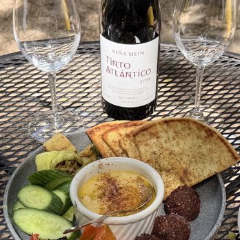 Arbor - Seeded Falafel & Hummus  Bowl ($18) with a bottle of red from Arlequin Wine (directly next door) - Burgers Near Me - San Francisco, California