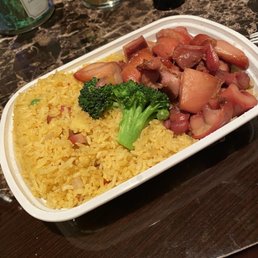 Bourbon chicken combo, egg roll not pictured Bourbon chicken combo, egg roll not pictured
