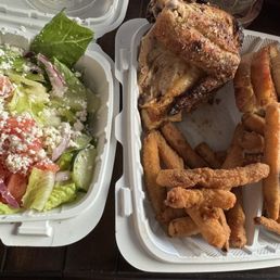 1. 1/4 Chicken & Salad Combo.. Fried Zucchini 1. 1/4 Chicken & Salad Combo.. Fried Zucchini
