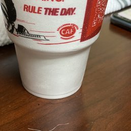 Piece of string that was in my mouth from the smoothie
