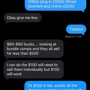 Sell Your Gadgets - Text from the store telling me they'd offer $100 for my ring cameras. - Electronics Near Me - Buffalo, New York Sell Your Gadgets - Text from the store telling me they'd offer $100 for my ring cameras. - Electronics Near Me - Buffalo, New York