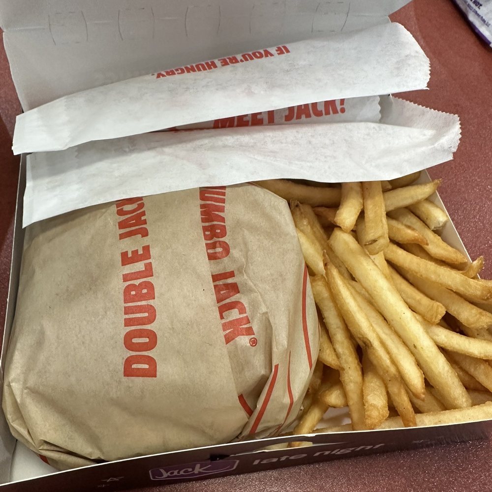 Jack in the Box - Late night combo Double Jack Two Tacos and French fries - Fast Food Near Me - Hickory, North Carolina