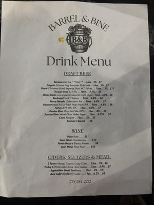 Menu photo 8 Barrel & Bine Reno, NV