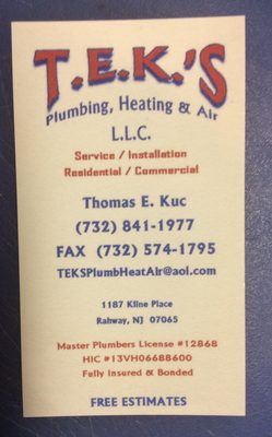 TEK's Plumbing Heating & Air Logo