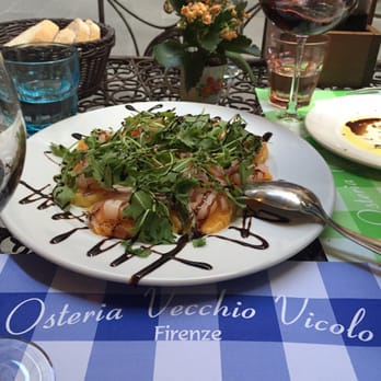 Osteria Vecchio Vicolo - Orange and shrimp carpaccio - Italian Near Me - Florence, FI Osteria Vecchio Vicolo - Orange and shrimp carpaccio - Italian Near Me - Florence, FI