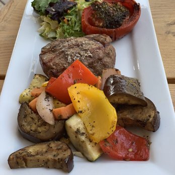 The Olive Tree - Fillet steak with roasted vegetables and side salad - Mediterranean Near Me - Torrenova, PM The Olive Tree - Fillet steak with roasted vegetables and side salad - Mediterranean Near Me - Torrenova, PM