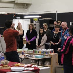 MoltenWorks Glass Studio - Inside our Studio: Kevin teaching fused glass to a wine club event.