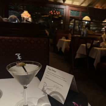 Charley's Steak House - Martini and birthday card - Seafood Near Me - Tampa, Florida
