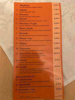 Menu photo 2 Blocks Pizza Krün, BY