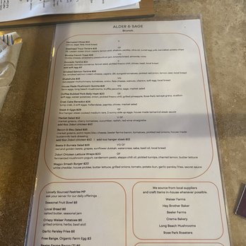 Alder & Sage - Menu - Breakfast & Brunch Near Me - Long Beach, California