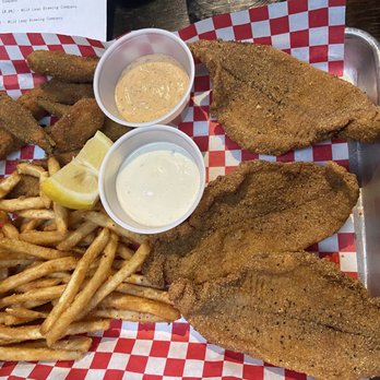 Coldwater Mountain Brewpub - Cat fish, okra and fries - Brewpubs Near Me - Anniston, Alabama