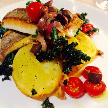 Meadow - Market fish, with kale, cherry tomato, olive and herb dressing - Bistros Near Me - Auckland, AUK Meadow - Market fish, with kale, cherry tomato, olive and herb dressing - Bistros Near Me - Auckland, AUK