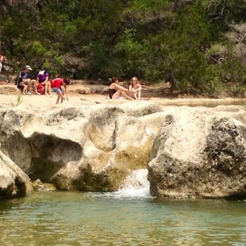 Sculpture Falls - People chilling. - Hiking Near Me - Austin, Texas