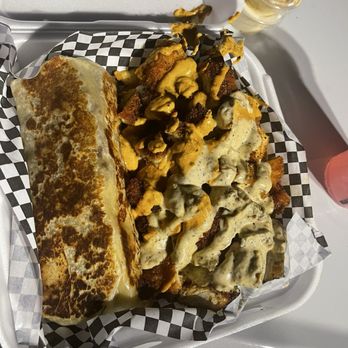 303 In The Cut - Green chile burrito with Carlin fried chicken fries - Desserts Near Me - Las Vegas, Nevada