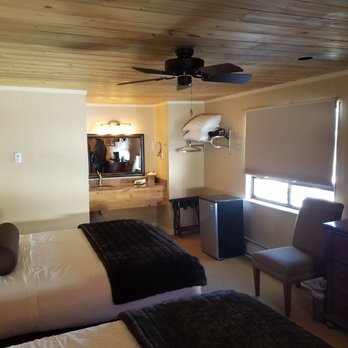 Nordic Inn - Recently updated room. You can see the fridge. Also notice the beetle kill ceiling... gives a little bit of rustic charm. - Hotels Near Me - Mt. Crested Butte, Colorado