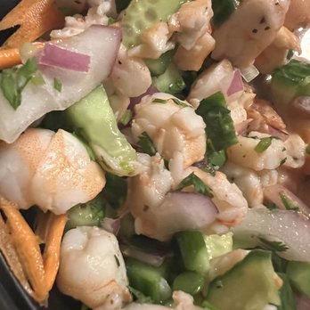 Mariscos Los Peloteros - Ceviche Dámaso (I asked for mine with cooked shrimp) yum! - Food Trucks Near Me - Riverside, California