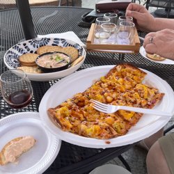 Sycamore Lake Wine Company - The June Special Flatbread: Raspberry Chipotle Chicken, the Cajun Crab Dip both wonderful